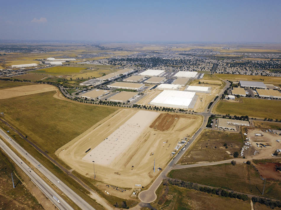 Aerial view of Colorado's largest spec building, nicknamed the Big Bomber